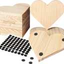 12 Pieces Unfinished Wood Coasters, GOH DODD 4.5 Inch Wooden Slices Blanks Bulk Set with Foot Pads for DIY Crafts Laser Engraving Wood Burning Staining Painting Decoupage Valentine's Day, Heart