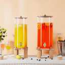 2 Gallon Large Drink Dispenser for Parties,Glass Beverage Dispenser with Stand,Glass Water Dispenser with Airtight Valve,Lemonade Dispenser for Fridge,Water, Juice,Punch,Cocktails,Ice Tea & Sun Tea-8L