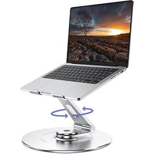 High-End Laptop Stand for Desk with 360 Rotating Base, Ergonomic Protable Laptop Riser for Collaborative Work, Aluinum Computer Notebook Stand Holder for MacBook Air Pro, Dell, XPS, HP up to 17 Inches