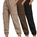Neer 3 Pack Women's Cargo Sweatpants Joggers Pants Causal Gym Athletic Workout High Waist Bottom Y2k Fall Outfits with Pocket, Large