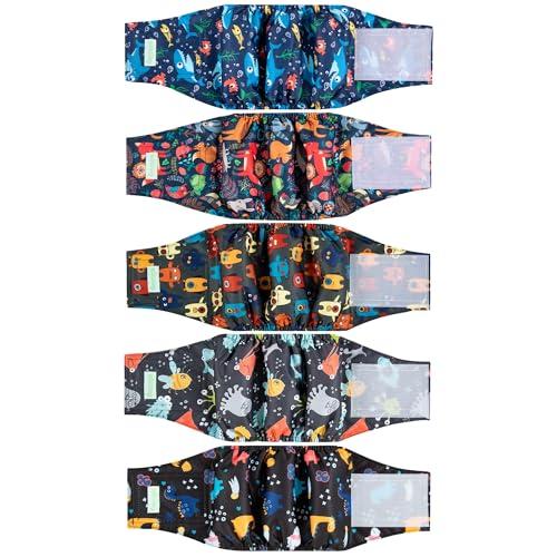wegreeco Small Dog Diapers Male,Reusable Belly Bands for Male Dogs,Washable Doggie Puppy Diapers Wraps (5 Pack Large)