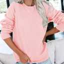 BeadChica Womens Casual Crewneck Sweatshirt Long Sleeve Tops Cute Pullover Loose Fit (Pink, L)