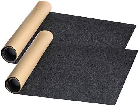 ZUEXT 9" x 33" Black Skateboard Grip Tape Sheets 2 Pack, Bubble Free Waterproof Scooter Griptape,Longboard Griptape, Anti Slip Sandpaper for Rollerboard Stairs Pedal Wheelchair Steps (84x23cm)