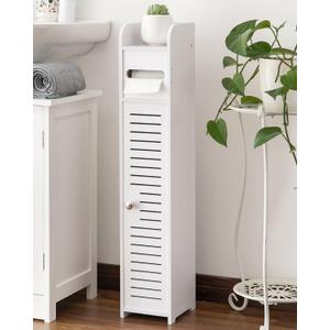 AOJEZOR Toilet Paper Holder Stand: Small Space Bathroom Storage for Renters
