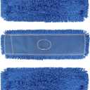 24 Inch Dust Mop Head: Replacement Medium Washable Commercial Mop Head Sweeper and Janitorial Replacement Blue (Blue - 24 Inch, 3 Pack)