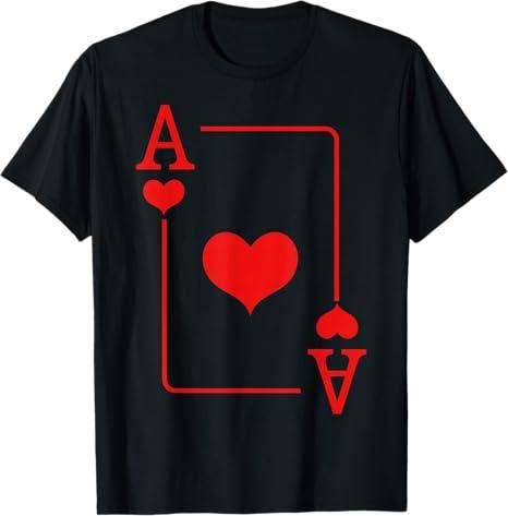 Ace of Hearts Costume Cards Deck Halloween T-shirt. M Size