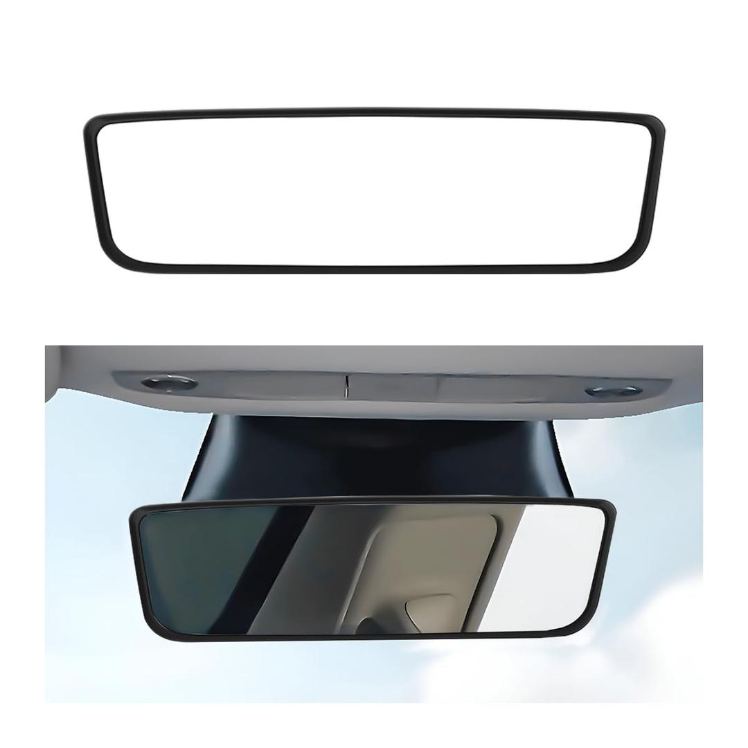 Zpana Model Y Rear View Mirror Protector Frame, Silicone Model 3 Car Rearview Edge Protection Cover, Automotive Interior Rearview Trim Decoration Accessories (White)