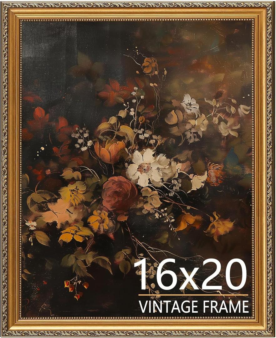 16x20 Picture Frame, Vintage Bronze Gold Picture Frame for Tabletop & Wall Mount, Antique Photo Frame 16 x 20 for Living Room, Bedroom, Office or Gallery Wall, Retro Home Decor Gift - 1 Pack