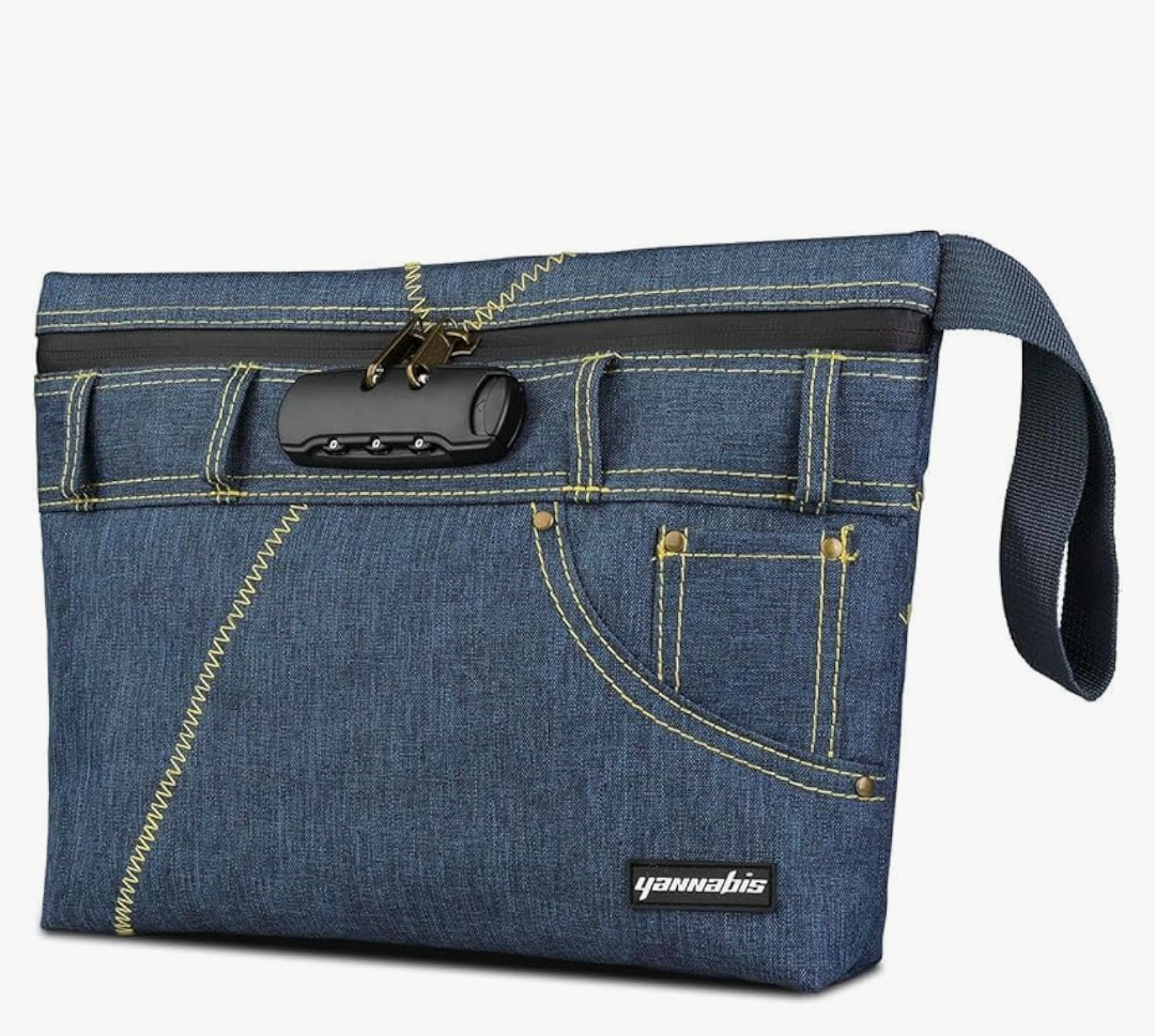 Smell Proof Bag with Lock, Odor Resistant Herb Storage Bag with Carbon Lining, Portable Stash Pouch with Combination Lock, Travel Case for Smoker Accessories – 11.8" x 8.6"