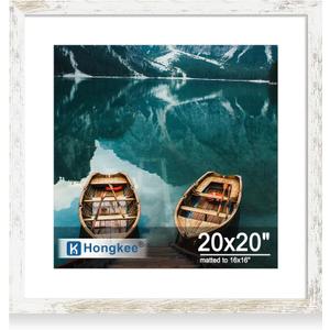 20x20 Picture Frame, Distressed White Wood Style, Wall Mounting
Display Posters 16 x 16 with Mat or 20 x 20 without Mat, 1 Pack for Photos, Artwork; Fits Home, Office & Gallery Wall Decor