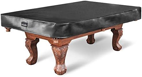 Heavy Duty Leatherette Billiard Pool Table Cover,Waterproof&Tearproof Cover for Pool Table,7/8/9 Foot Fitted(7FT/Black)
