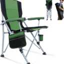 Folding Camping Chair Portable Outdoor Beach Chair, Heavy Duty Foldable Lawn chair Support 330lbs, Collapsible Lightweight Camp Chair with Cup Holder&Carry Bag for Fishing Outside Sports Picnic(Green), 21.6 Inches X 21.6 Inches X 36.5 Inches