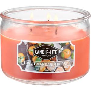 CANDLE-LITE Scented Sunlit Mandarin Berry Fragrance, One 10oz. 3-Wick Aromatherapy Candle with 20-40 Hours of Burn Time, Orange Color, 10 oz. Jar
