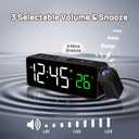Netzu Projection Alarm Clock for Bedroom Ceiling, Small Compact Plug-in Digital Clocks with 180 Rotatable Projector, Temperature 4 Levels Birghtness, 3 Volumes and Snooze (Black)