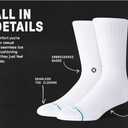 Stance Icon Classic Casual Crew Socks 3-Pack, Cotton Blend and Cushioning Arch Support (White, XL)