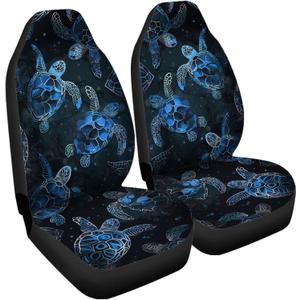 UNICEU 2 Piece Blue Sea Turtle Auto Seat Covers for Women Men,Universal Fit,Breathable Comfy Car Seat Covers Vehicle Bucket Seats Protector Accessories Ocean Animal Car Accessories