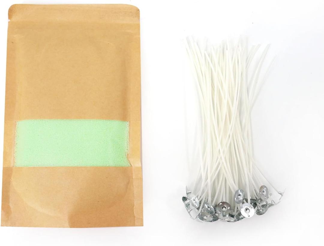 PHYMAT 3.5oz Pearled Candle, Candle Wax Sand with 50pcs Wicks, Refillable Sand Candle Wax Kit for DIY Handmade Candles Making, Wedding, Party Decor (Light Green)