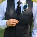 Lookein Set of 2 Navy Blue Wedding Boutonniere for Men Artificial Flowers Wedding Groom Groomsmen Boutonniere for Wedding Ceremony Anniversary Formal Dinner Party