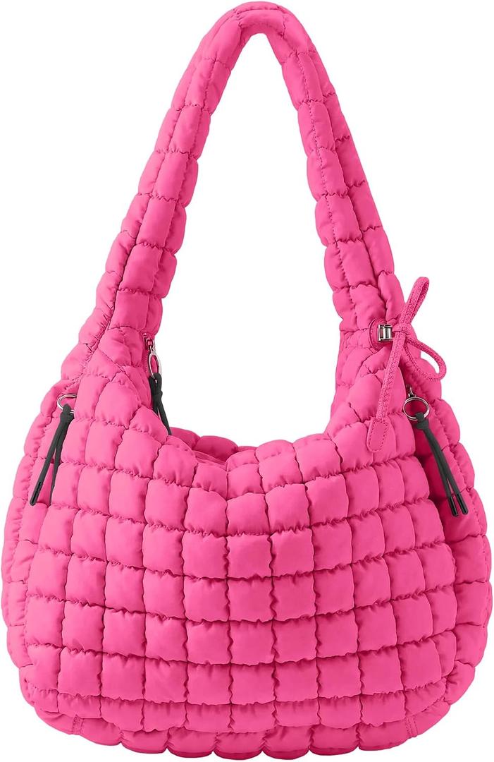Puffer Quilted Tote Bag for Women Nylon Crossbody Bags Puffy Purse Hobo Large Shoulder Bag Trendy