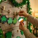2 x St. Patricks Day Decorations, 36 Pcs Wooden St. Patricks Day Ornaments, Shamrock Hanging Ornaments St Patricks Day Tree Decorations with Twine for Home Party Decor, 12 Styles