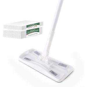 Eyliden Dust Mop, Sweeping & Mopping Kit with 58" Extended Long Handle, 36 Disposable Dry Cloths, Multi Surface Sweeper Mops for Hardwood, Tile, and Vinyl Floor Cleaning, Iron Handle, White