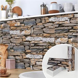 TUOKING 54-Pieces Stone Composite Subway Tiles Peel and Stick Backsplash 4"x 12" PVC Self-Adhesive Matte Brick Texture Wall Tiles Stick on Kitchen Bathroom(LPM-17-54PCS)