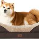 EHEYCIGA Memory Foam Dog Bed for Large Sized, Orthopedic Dog Sofa with Sides and Waterproof Liner, Washable Bolster Pet Bed Couch with Removable Cover, 36x27x7 Inch, Brown