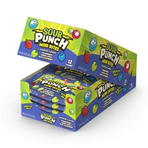 Sour Punch Mini Bites Strawberry Apple Blue Raspberry Flavored Sour Chewy Candy 3.5oz Bag (12 Count), BBD 2025/10/08 Sour Punch Mini Bites Strawberry Apple Blue Raspberry Flavored Sour Chewy Candy 3.5oz Bag (12 Count), BBD 2025/10/08