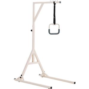 VEVOR Trapeze Bar for Bed Mobility, Height-Adjustable Bed Trapeze with 2 Casters, 350LBS Weight Capacity Heavy Duty Pull Up Trapeze Bar with Floor Stand for Elderly, Disabled, Bedridden Patients, Triangle Support