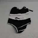 Tempt Me Women Plus Size High Waisted Bikini Set Two Piece Swimsuit Full Coverage Sporty 2 Piece Bathing Suits (Black White) 14W