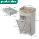 YITAHOME Tilt Out Trash Cabinet 10 Gallon, Wooden Free Standing Kitchen Trash Recycling Cabinet with Drawer, Tilt-Out Hamper for Kitchen Island, 20.5" W x 14" D x 39" H, Off White