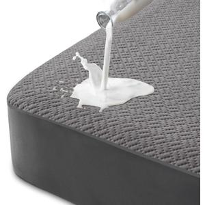 Hanherry 100% Waterproof Queen Size Mattress Protector, Grey, Rayon Made from Bamboo Terry Surface, 3D Air Fabric, 16 inch Deep Pocket, Cooling, Noiseless, Smooth, Breathable, Fits 21 inches (Gray)
