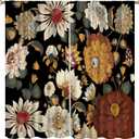 Boho Floral Curtain for Bedrooms,Abstract Mid Century Morden Bohemian Decor Drapes for Girls Women Home Window Curtains 42x45 Inch, Black Red