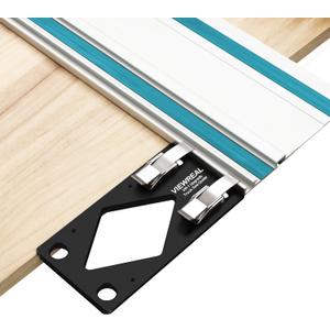 Track Saw Guide Rail Square CNC-Machined Track Saw Square Guide with Edge Support, 90 Right Angle Cutting Tool Compatible with Festool and Makita Compact Parallel Guide System Accessory (Black)