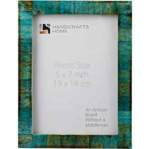 Handicrafts Home vintage Picture Frame & Farmhouse Decor, Handmade Photo Frame for Wall & Tabletop Display, Antique Home Decor, Gallery Wall, Turq & Blue 5x7 Picture Frame, Verdigris, Bone Inlay