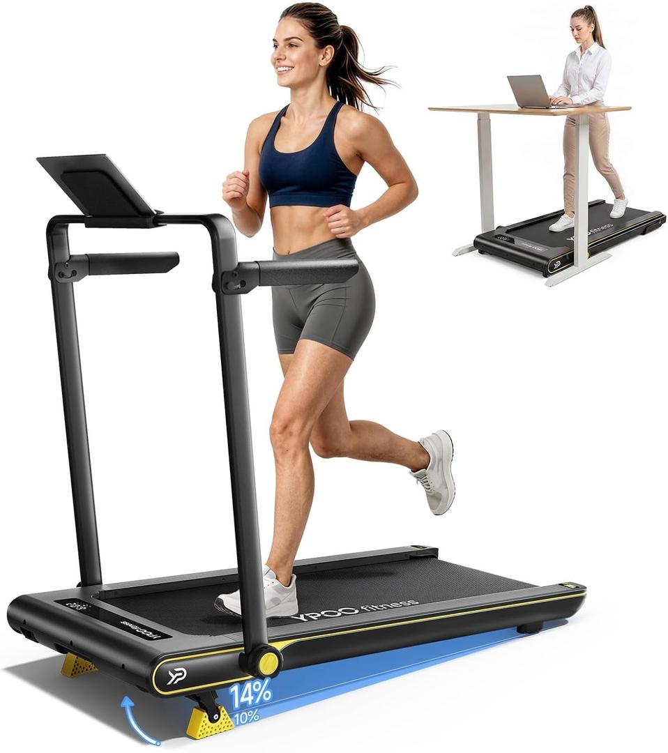 YPOO Walking Pad with 14% Incline Under Desk Treadmill for Home & Office