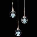 3-Light Nickel Teardrop Pendant Lighting, 15W Modern Dimmable LED Crystal Chandelier Cluster Pendant Light for Kitchen Island Dining Room Hallway Bathroom 6000K Cold White