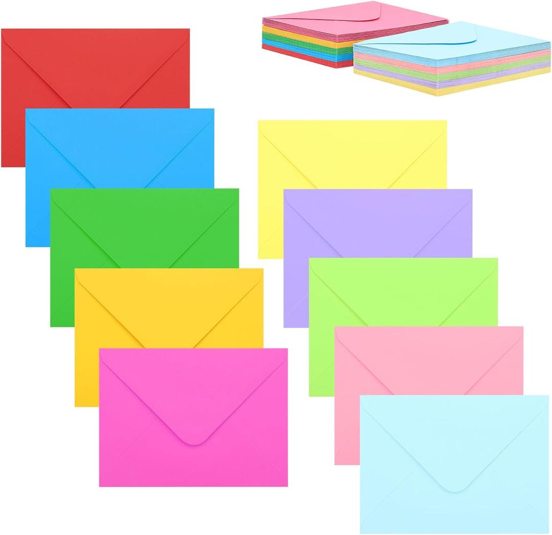 100 Pack 4x6 Envelopes, Contour Flap A4 Color Envelopes for Engagement Invites, Weddings Invitation, announcements, Baby shower, Perfect for RSVP Card 120gsm, 4.5 x 6.4 Inches - 100% Recycled