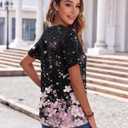 Zeagoo Womens Summer Tops Casual Short Sleeve V Neck Shirts Business Dressy Work Blouses (Black, M)