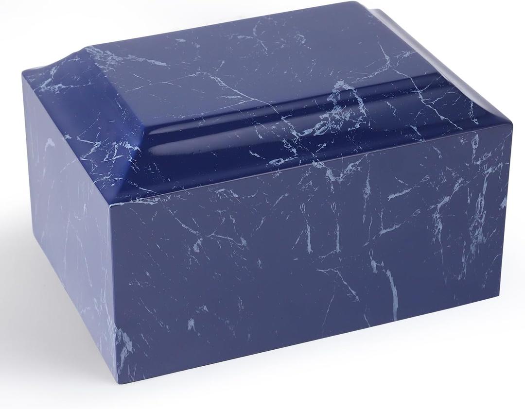 Blue Marble Cremation Urn, Memorial Urn Vault for Human Ashes, Adult Sized Urn Vault for Ground Burial, Home Memorial and Funeral Cremation Urn