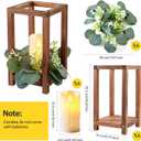 6 Set/18 Pcs Wooden Wedding Lantern Centerpiece Include 6 Wooden Lantern Candle Holder 6 Flameless LED Candle 6 Eucalyptus Leaves Wreath for Centerpieces Wedding Table Party Farmhouse Decor