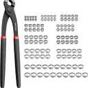 MAXPOWER 100pcs Single Ear Hose Clamps with 9" Ear Clamps Plier, 10 Sizes Crimp Clamps, 304 Stainless Steel Ear Hose Clamp for Securing Pipe Hoses