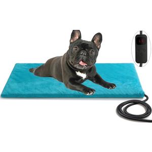 Outdoor Pet Heating Pad for Dog & Cat, Extremely Waterproof Heated Cat Bed Mat with 5 Timers & 6 Temp Adjustable, Heater Warming Blanket for Dog Cat House Whelping Box (27.6"x15.7")