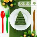 180 PCS Christmas Plastic Silverware Set Red/Green/Gold Disposable Utensils Heavy Duty Cutlery Disposable Utensils 60 of each Forks, Knives, Spoons for Party Decoration Supplies