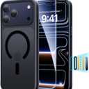 3 in 1 Magnetic Shockproof for iPhone 17 Pro Case, [Fit for MagSafe] [TOP Military Protection] 1X Screen Protector+1X Wrist Strap, Camera Control Cover for iPhone 17 Pro Translucent Black