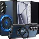 OWKEY for Samsung Galaxy Z Trifold Case with Magnetic Stand Compatible with MagSafe,Hinge Protection 360 Kickstand& Ring Holder Shockproof Translucent Bumper Cover Phone Case Samsung Z Trifold,Black