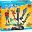 Dinosaur Rocket Launcher for Kids, 4 Rockets with Launcher Pad, Launch Up to 100 Ft, Dinosaur Toys for Kids, Outdoor Toys, Birthday Gifts for 3 4 5 6 7 Year Old Boys Girls