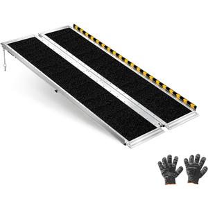 VEVOR 5FT Portable Wheelchair Ramp, Smooth Door Access No Blocking Design, 800 LBS Heavy Duty Non-Slip Threshold Ramp for Home Steps, Stairs, Doorways, Scooter, Curbs