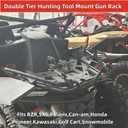 ATV Gun Rack, Double Tier Hunting Tool Shovel Mount Holder Heavy Duty Roll Bar Gun Rack for Truck, ATV, UTV, RV, Snowmobile, Golf Cart Side By Side Accessories