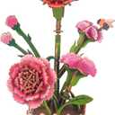 3D Wooden Flower Puzzles for Adults Carnation, DIY Valentines Day Flower Building Set Wooden Craft Kits Home Decoration, for Women Mom Birthday Thanks Giving